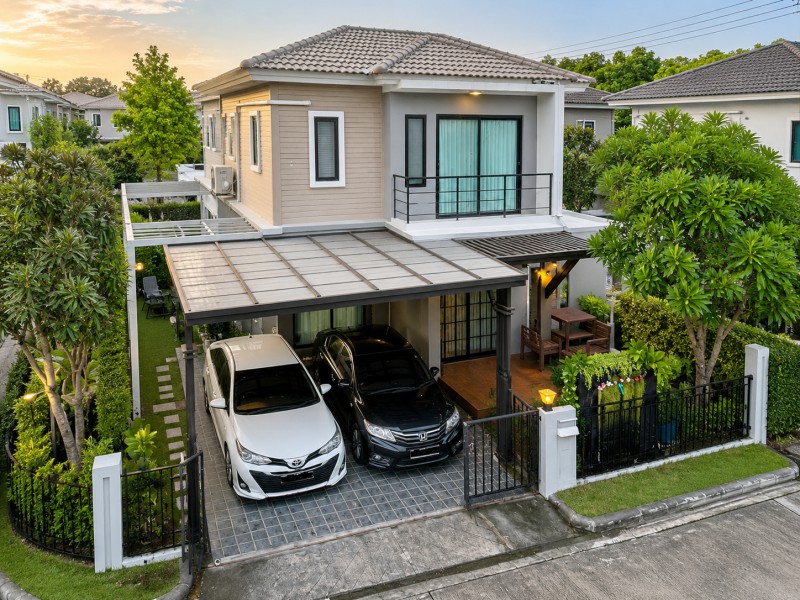 พร้อมเฟอร์ฯครบ ใกล้บางใหญ่ซิตี้ 950 ม.บางบัวทอง-340 ละหาร บ้านเดี่ยว 2 ชั้น 3 นอน 2 น้ำ 141 ตร.ม.